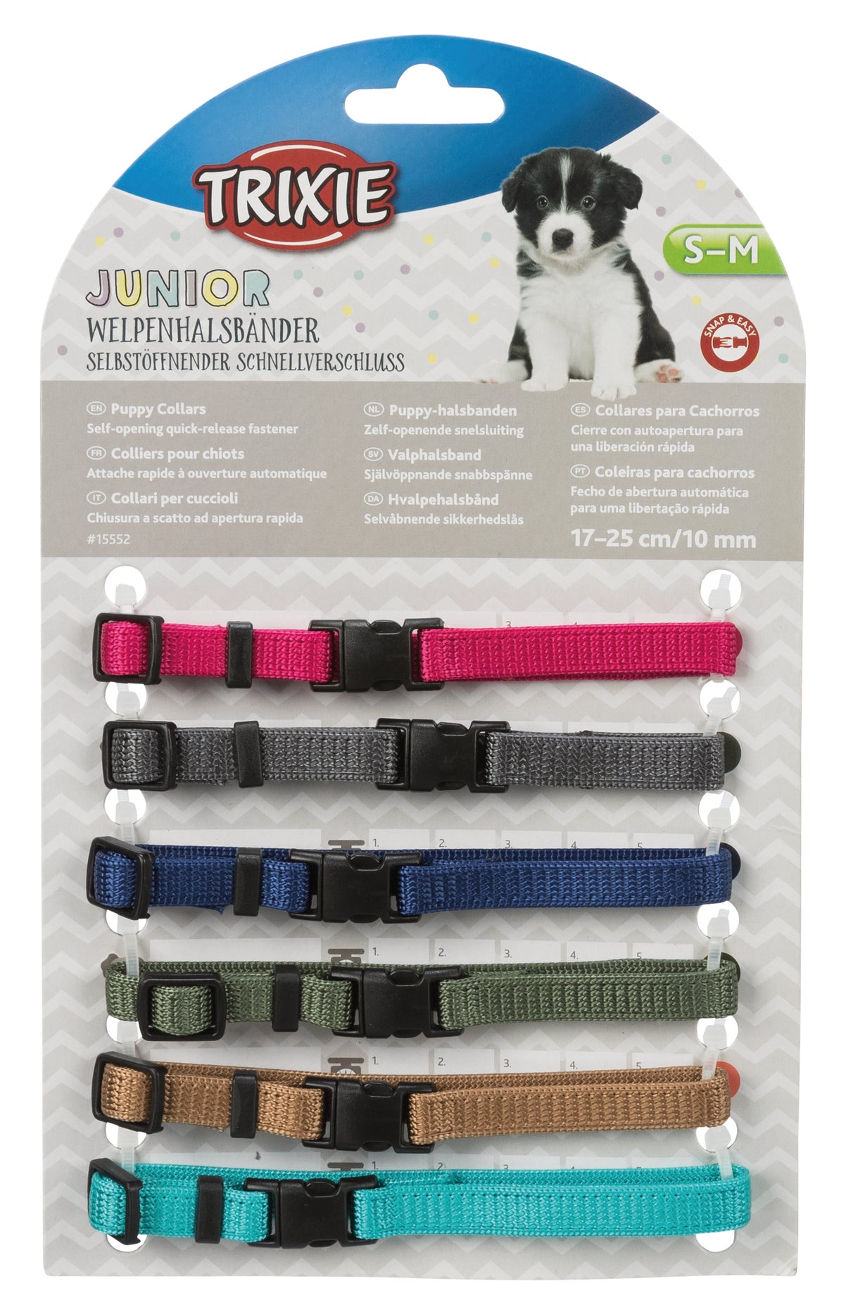 Trixie Puppy Halsbandset Fuchsia/Grafiet/Indigo/Bosgroen/Koraal