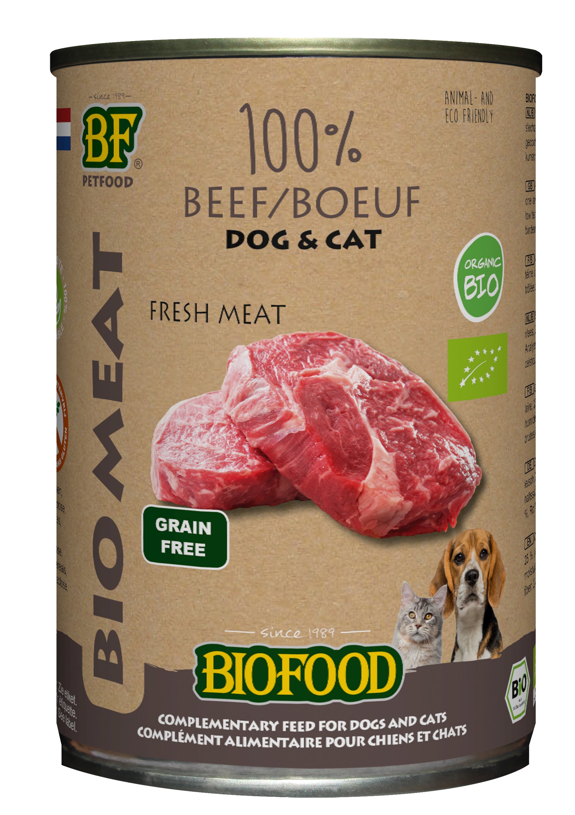 Bf Petfood Organic Hond 100% Rund Blik BF PETFOOD DogDepot.nl
