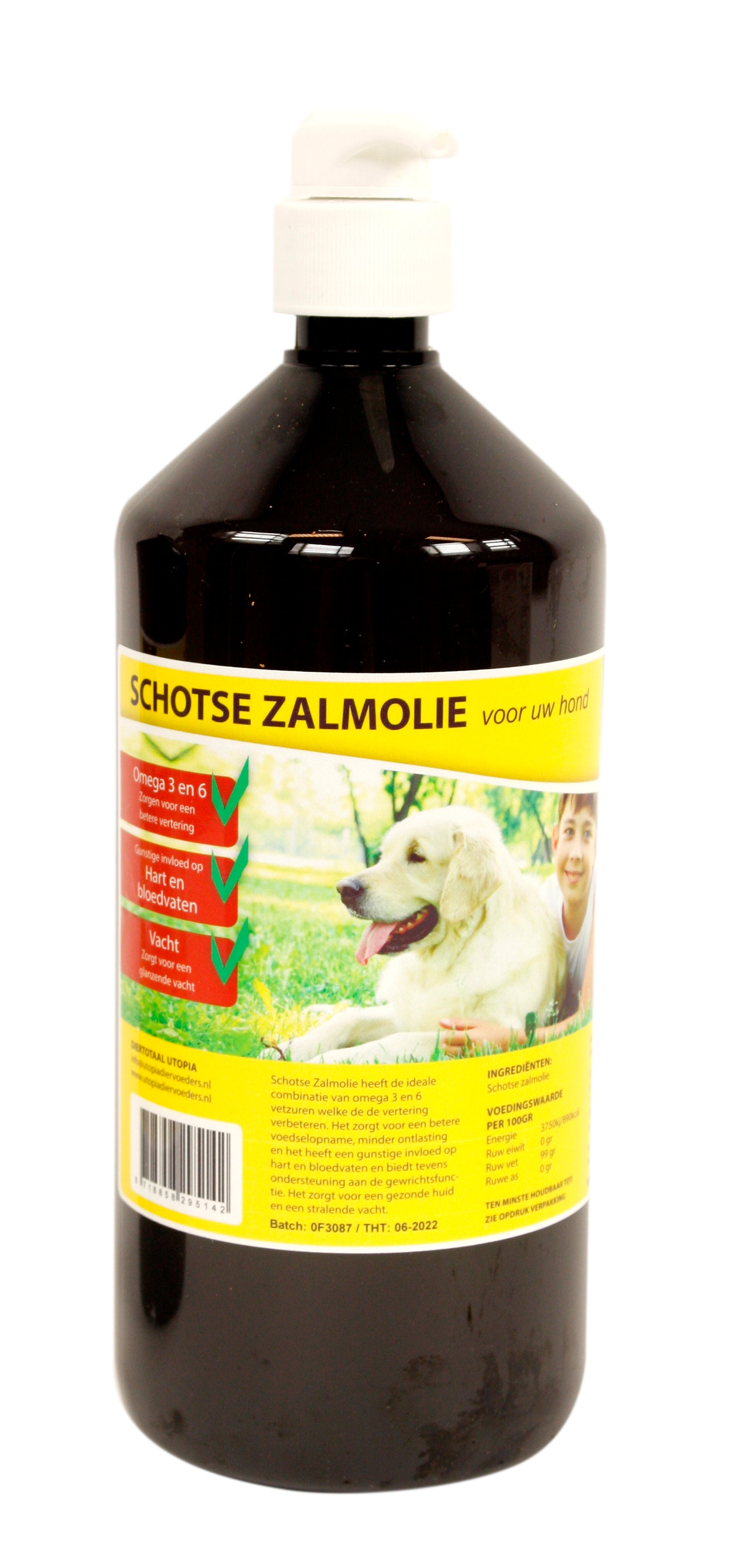 Utopia Diertotaal Zalmolie Naturel Met Pompje UTOPIA DogDepot.nl