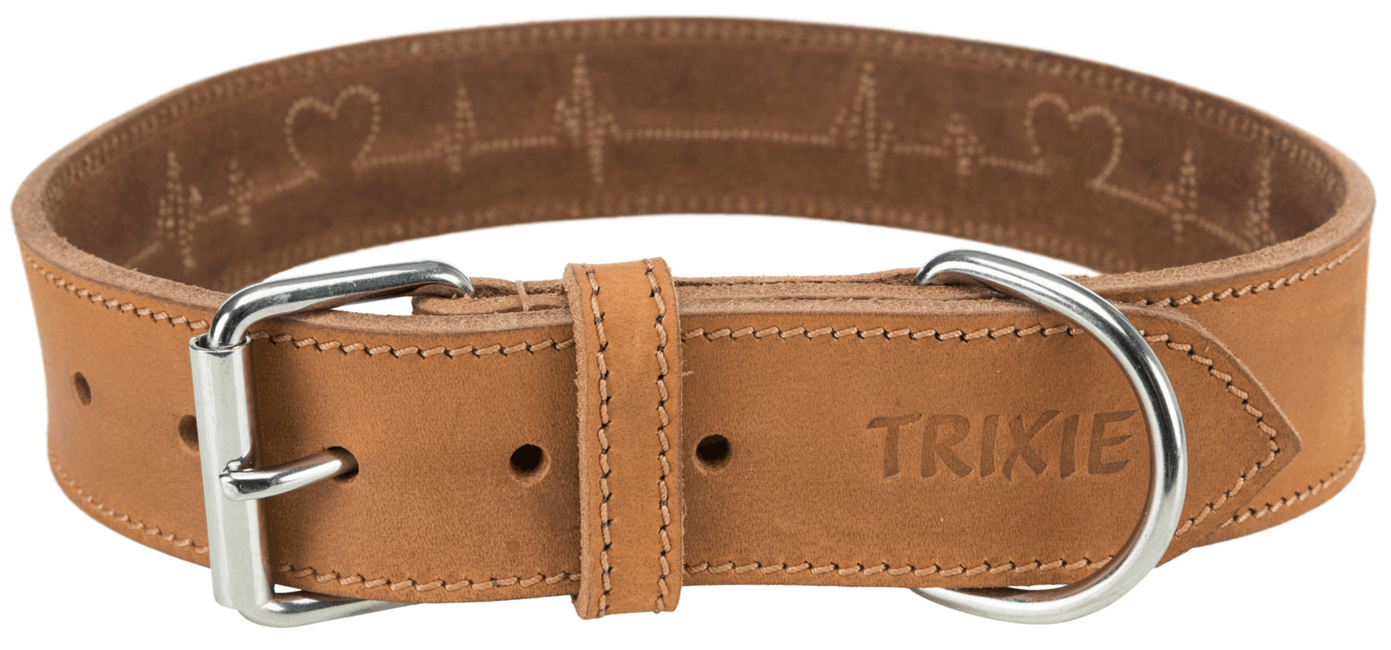 Trixie Halsband Hond Rustic Vetleer Heartbeat Bruin TRIXIE DogDepot.nl