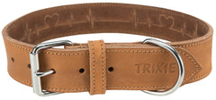 Trixie Halsband Hond Rustic Vetleer Heartbeat Bruin TRIXIE DogDepot.nl