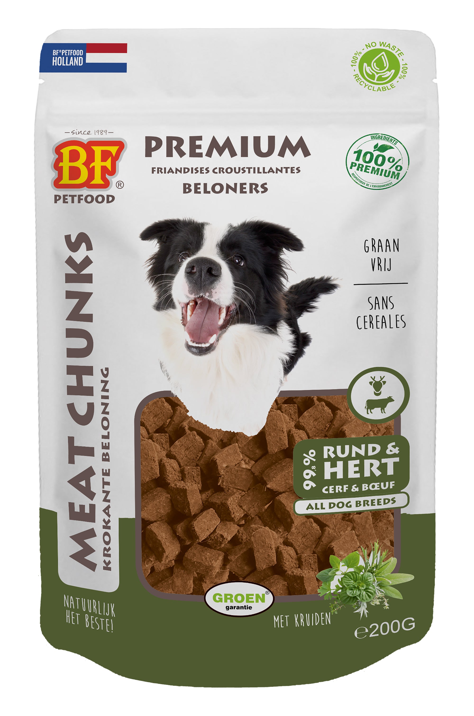 Bf Petfood Meat Chunks Rund En Hert BF PETFOOD DogDepot.nl