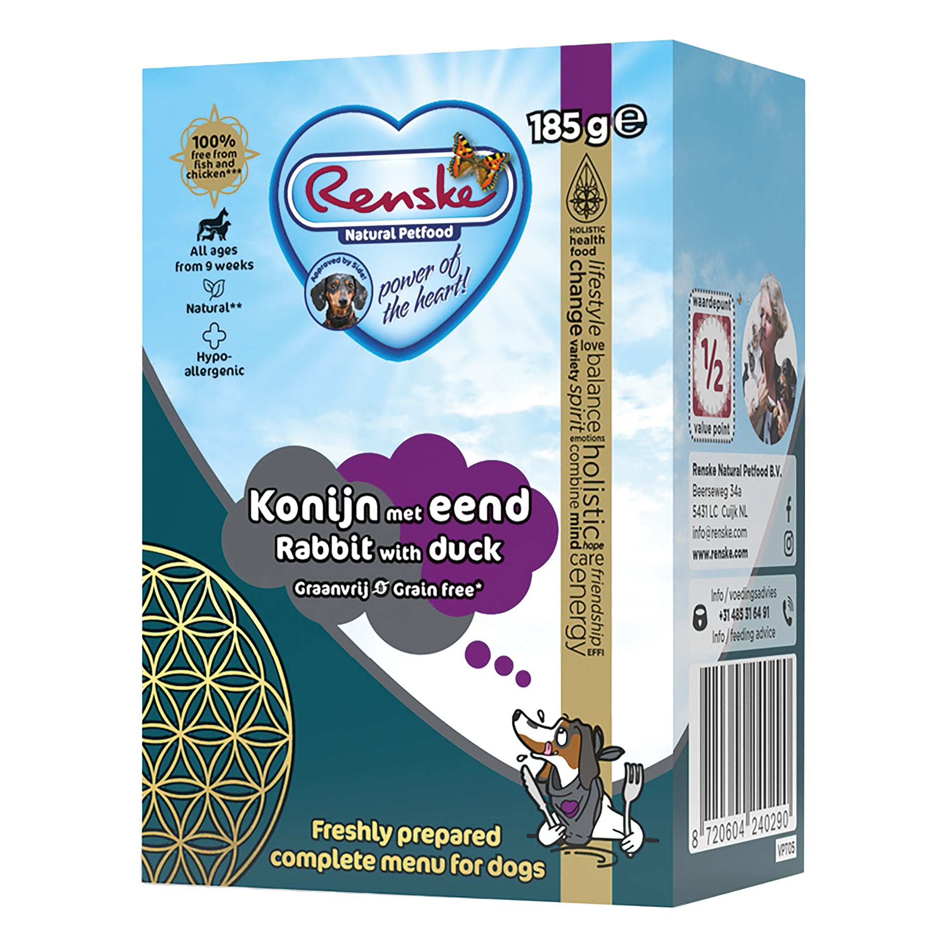 Renske Vers Bereide Maaltijd Eend En Konijn Graanvrij RENSKE DogDepot.nl