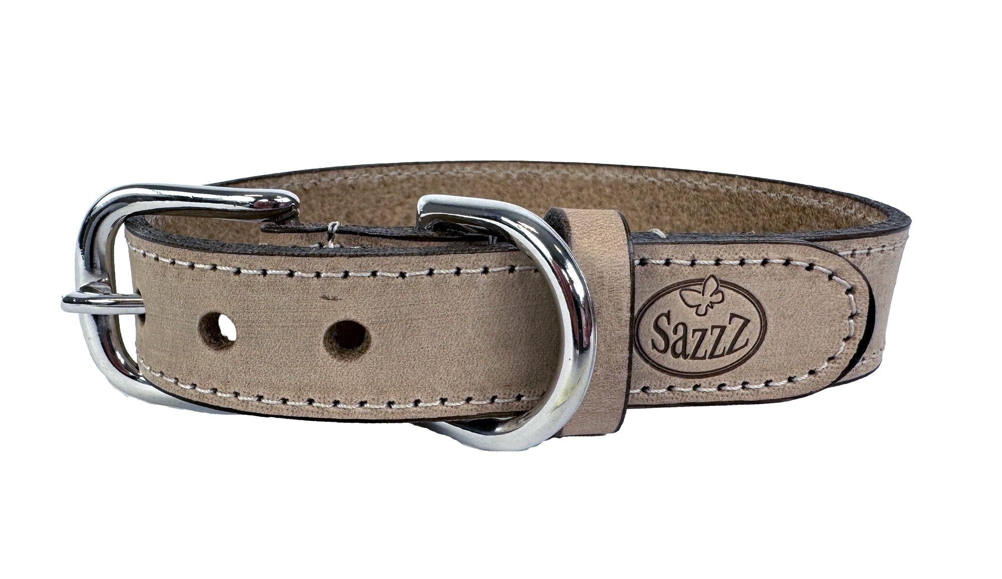 Sazzz Halsband Hond Nomad Vintage Leer Beige SAZZZ DogDepot.nl
