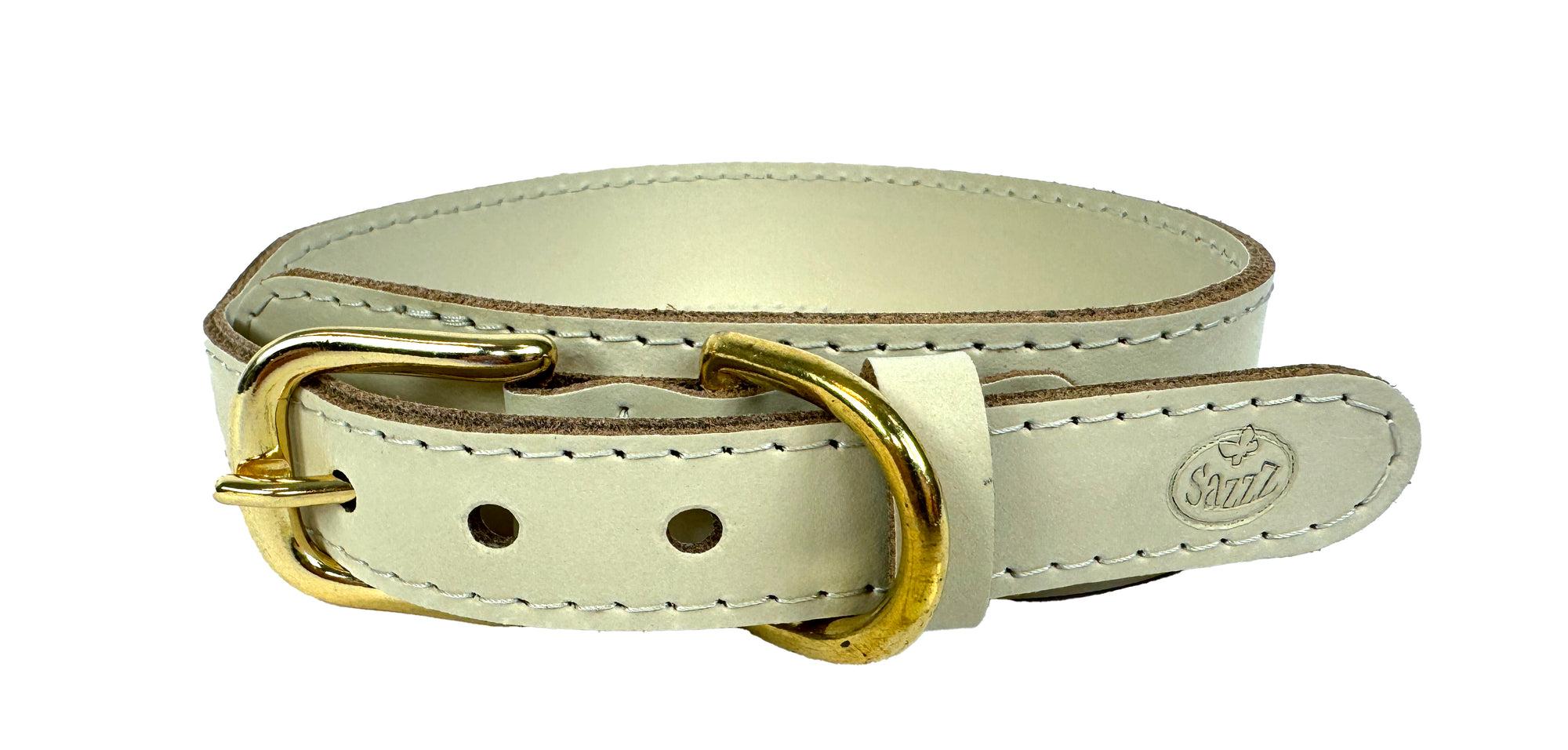 Sazzz Halsband Hond Pioneer Classic Leer Creme SAZZZ DogDepot.nl