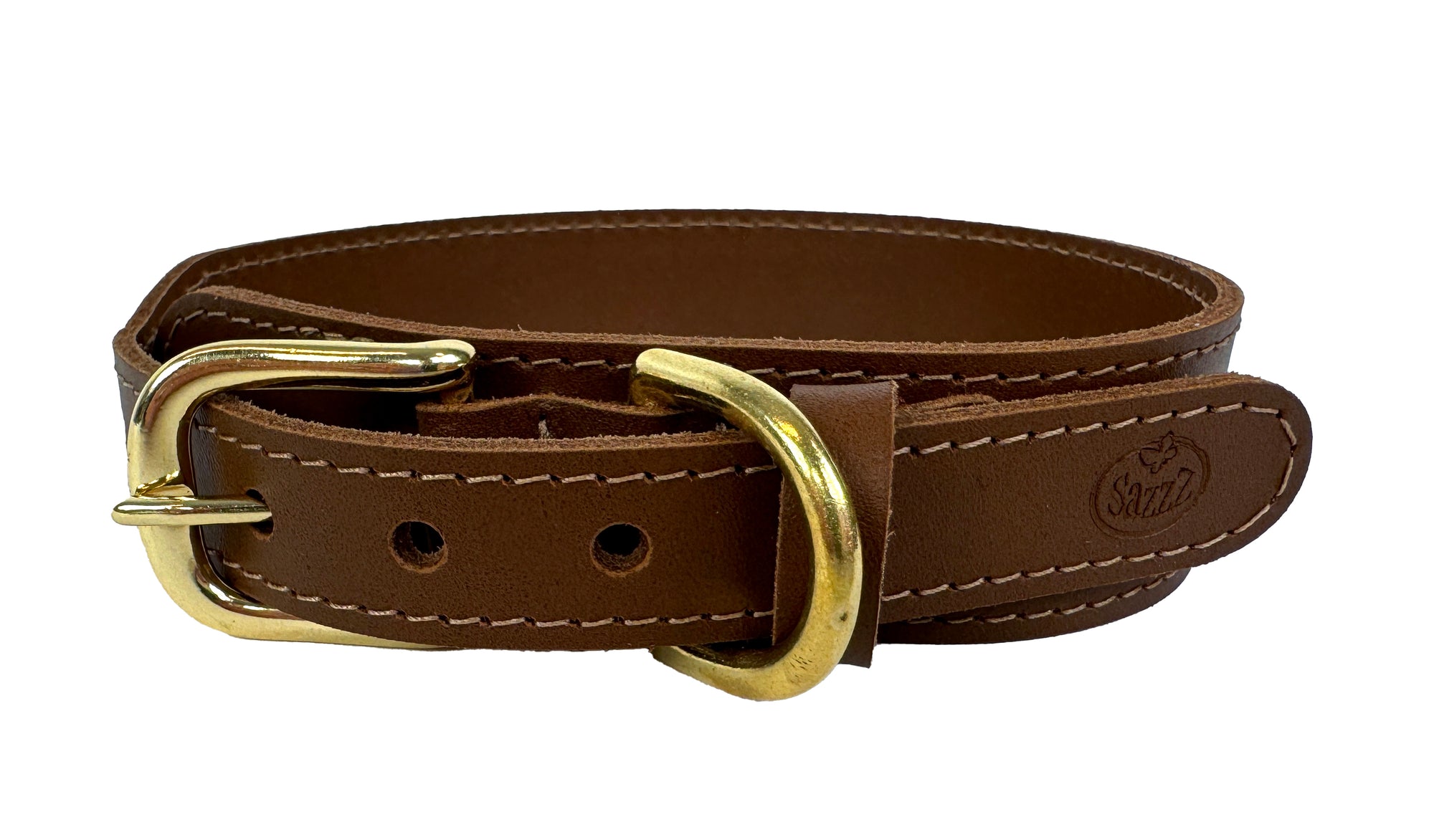 Sazzz Halsband Hond Pioneer Classic Leer Zadel Bruin SAZZZ DogDepot.nl