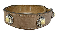 Sazzz Halsband Hond Boho Treasure Stone Vintage Leer Beige SAZZZ DogDepot.nl
