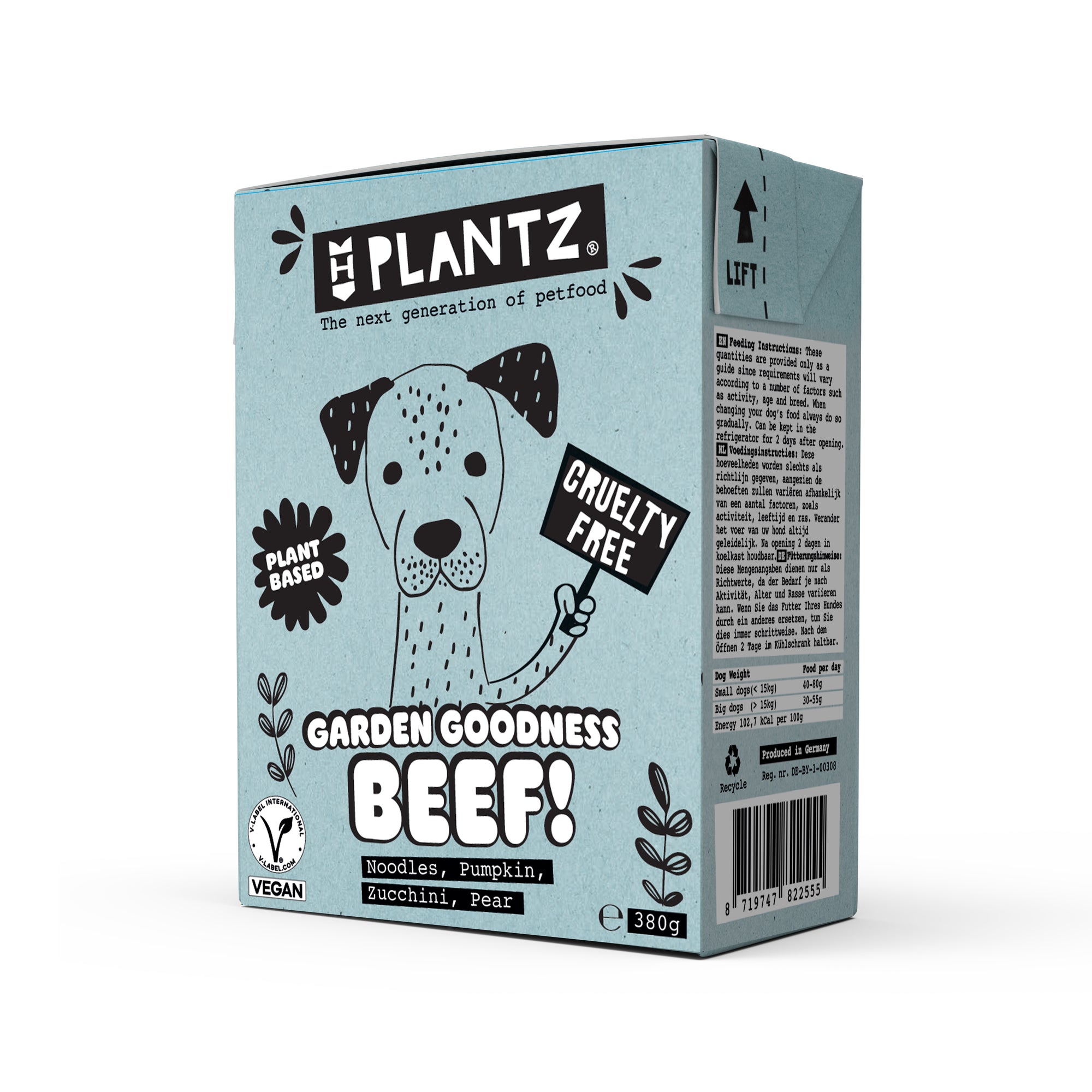 Henart Plantz Garden Goodness Beef-Like Chunks Tetra Pak HENART DogDepot.nl
