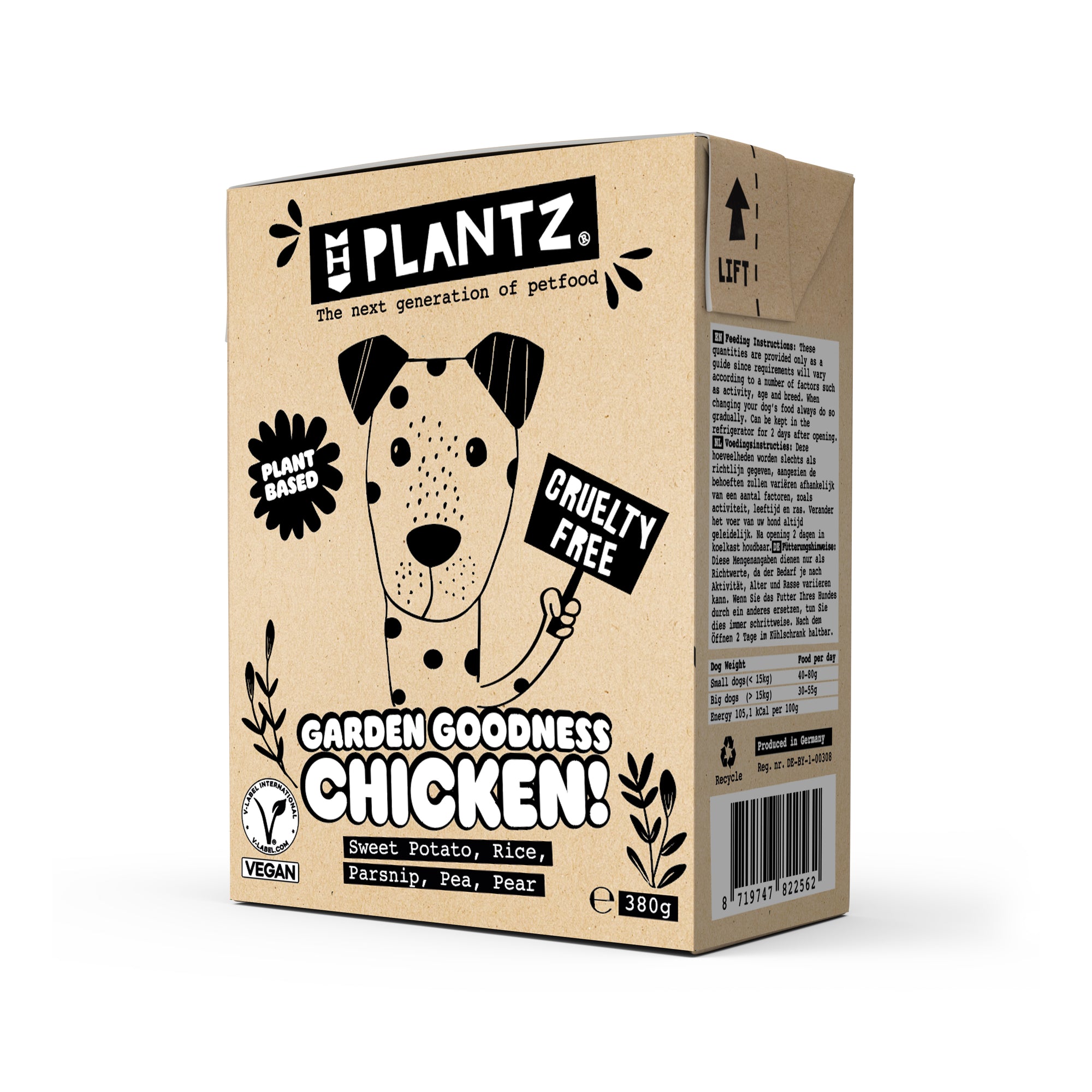 Henart Plantz Garden Goodness Chicken-Like Chunks Tetra Pak HENART DogDepot.nl