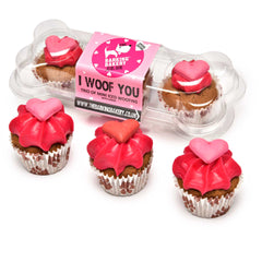 The Barking Bakery I Woof You Valentine Mini Iced Woofins Trio Assorti THE BARKING BAKERY DogDepot.nl