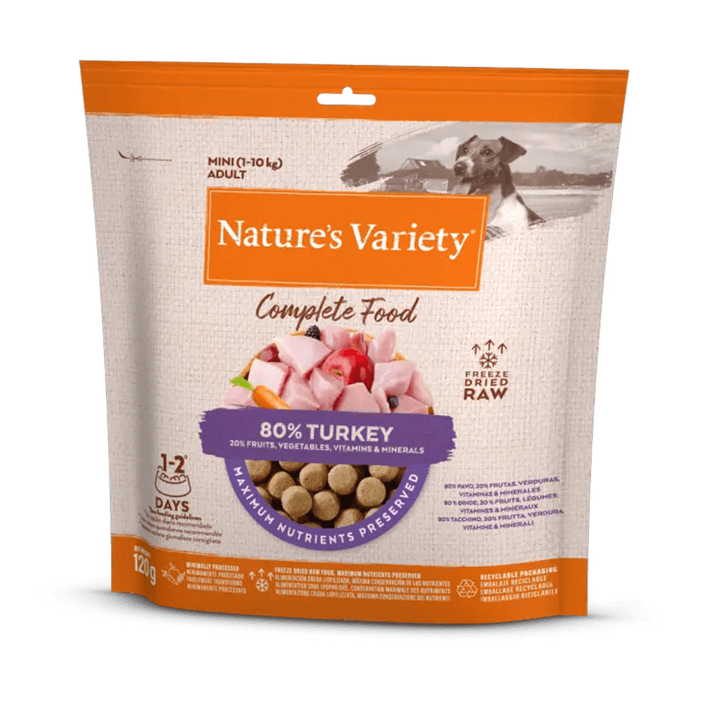 Natures Variety Freeze Dried Complete Mini Adult 1-10 Kg Turkey NATURES VARIETY DogDepot.nl