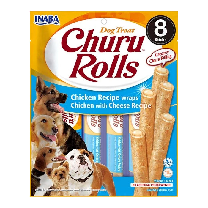 Inaba Dog Churu Rolls Chicken Recipe Wraps With Cheese INABA DogDepot.nl