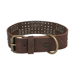 Trixie Halsband Hond Rivet Rustic Vetleer Donkerbruin TRIXIE DogDepot.nl