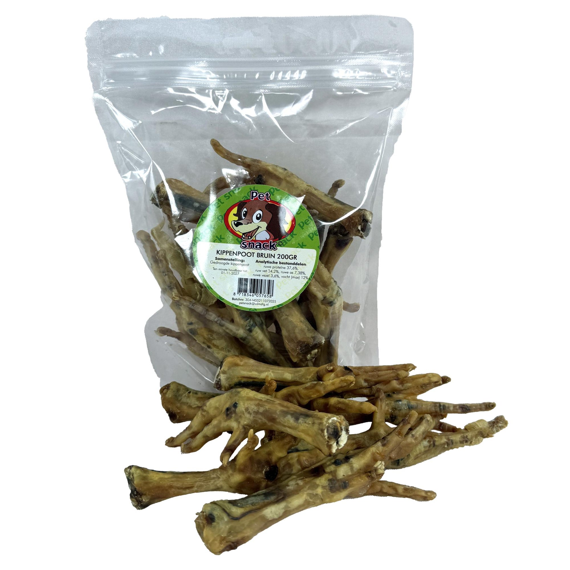 Petsnack Kippenpoten Gerookt Bruin PETSNACK DogDepot.nl