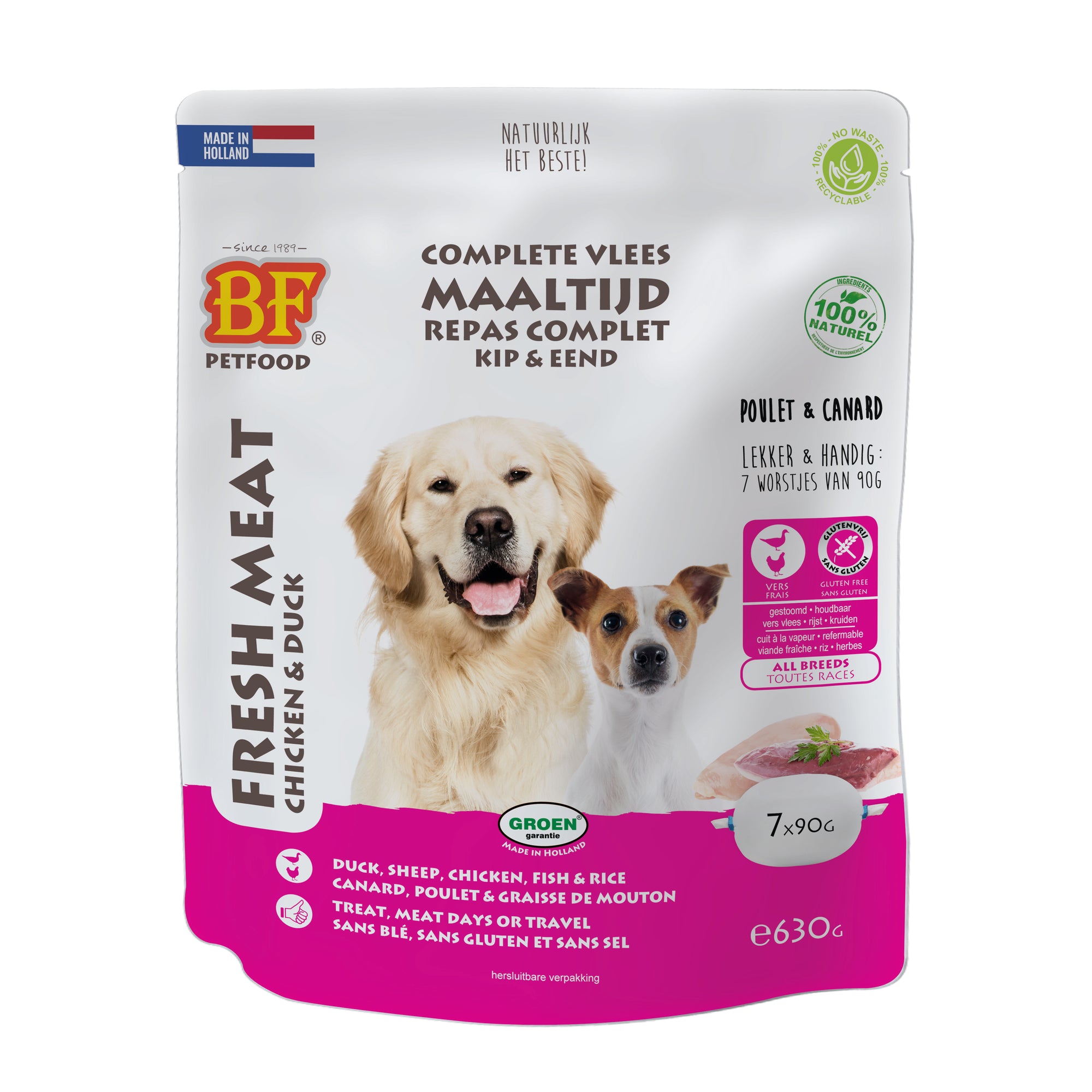 Bf Petfood Vleesvoeding Eend Worst BF PETFOOD DogDepot.nl