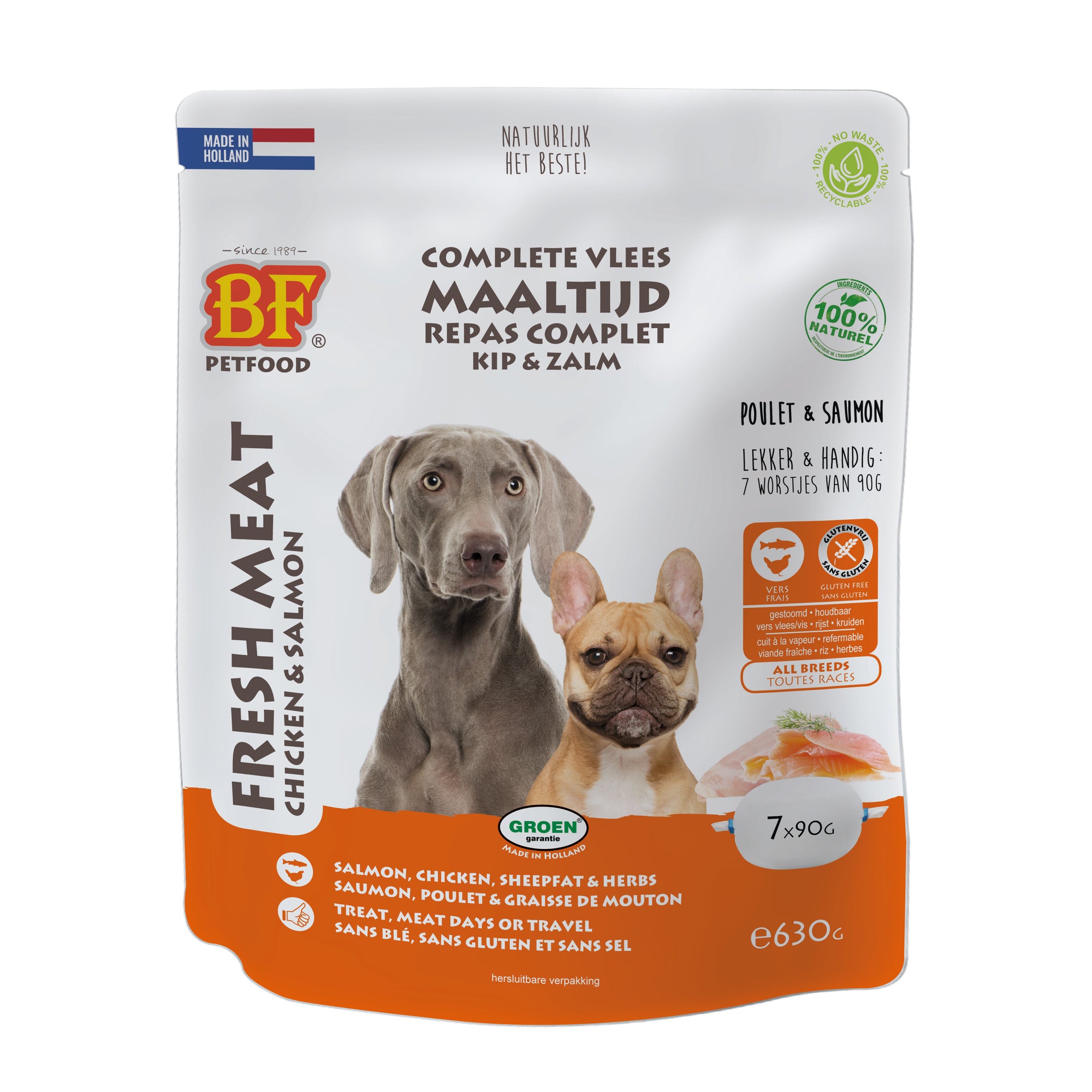 Bf Petfood Vleesvoeding Zalm Worst BF PETFOOD DogDepot.nl
